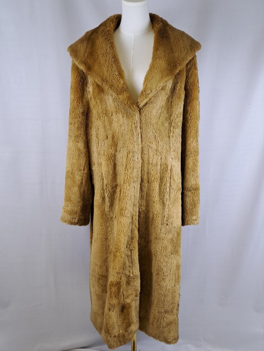 Terry Lewis Classic Luxuries Camel Tan Plush Faux Fur Long Coat Plus Size 1X